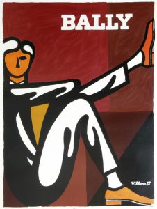 Bally Man Red & Brown Villemot 1986 Original Vintage Poster