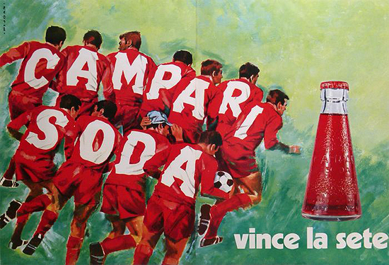Campari Soda Soccer Vince la sete Original Vintage Poster