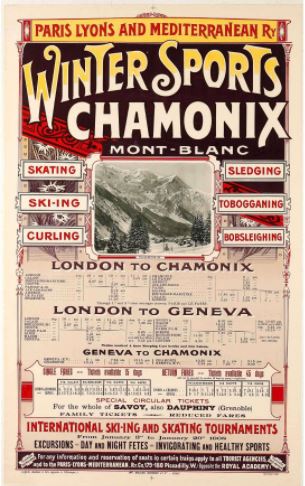 Chamonix Mont-Blanc Winter Sports Original Vintage Poster
