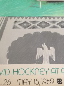 David HockneyOriginal exhibition poster designed and created by David Hockney for an exhibition of his works held at Andre Emmerich in New York in 1969