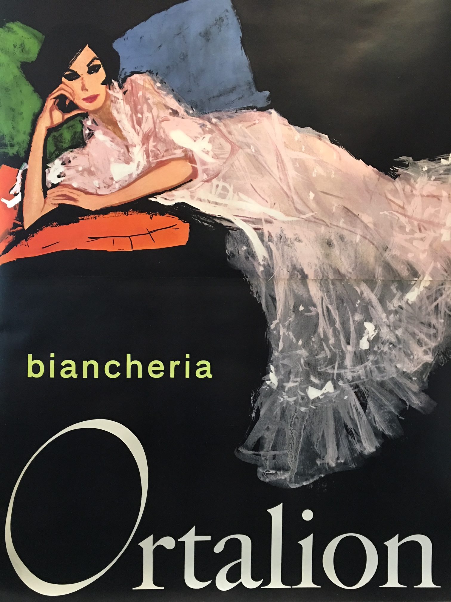 Rene Gruau Biancheria Ortalion Original Vintage Poster