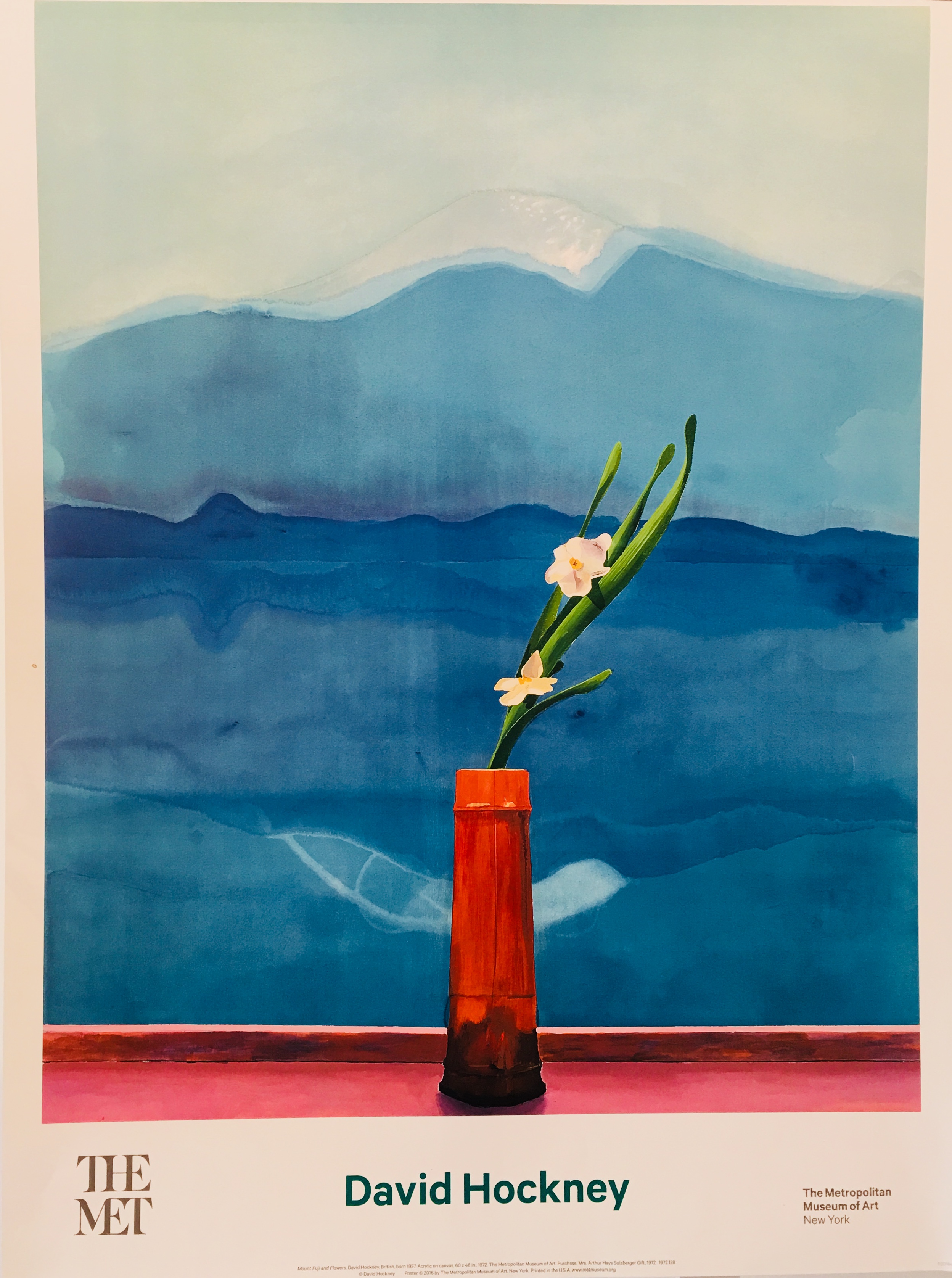 David Hockney Mount Fuji and Flowers Original Vintage Poster