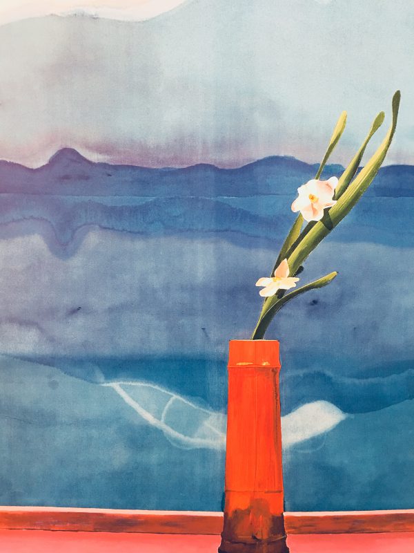 David Hockney Mount Fuji with Flowers Original Vintage Poster