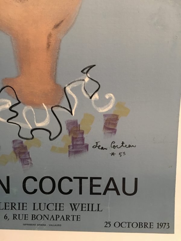 Jean Cocteau Galerie Lucie Weill 1973 Original Vintage Poster