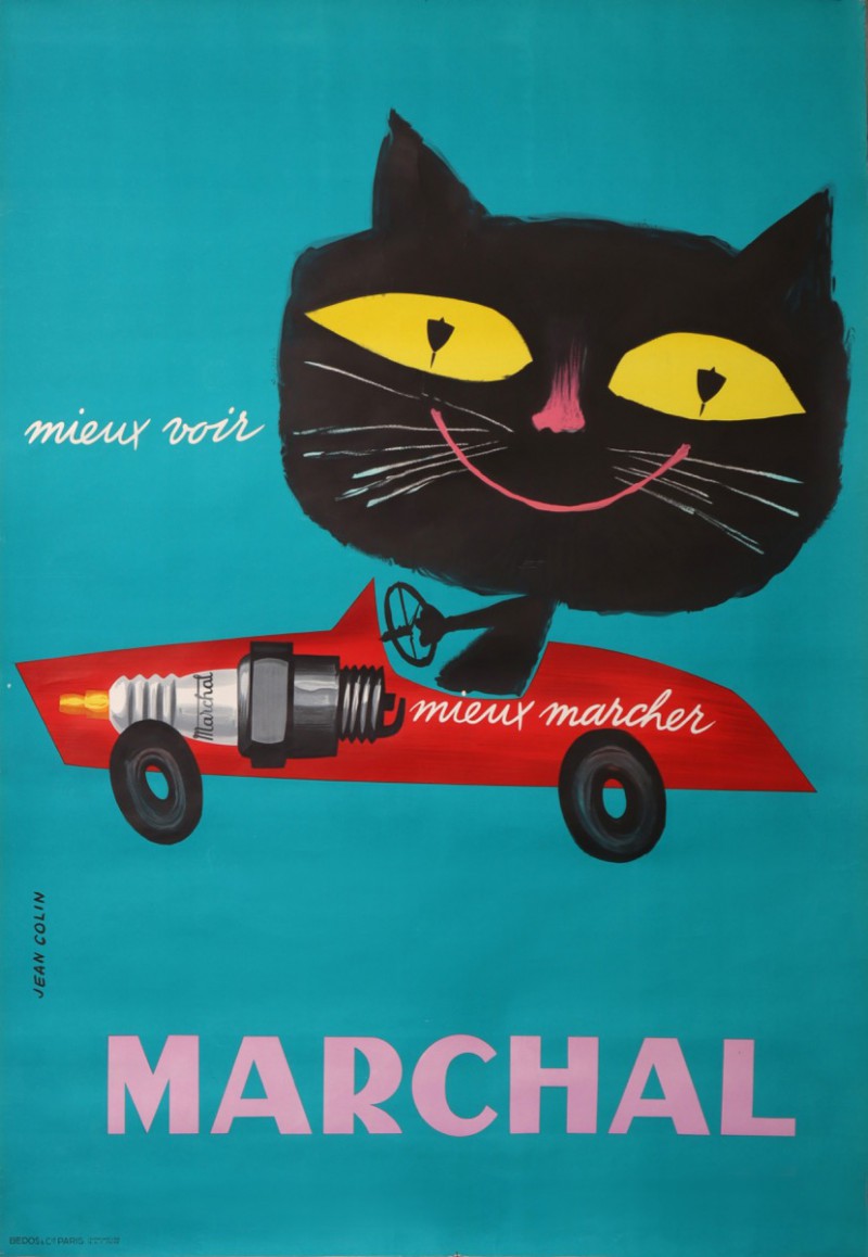 MARCHAL car ORIGINAL vintage poster Jean Colin