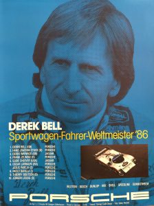 Derek Bell Sportwagen Porsche 1986 Original Vintage Poster