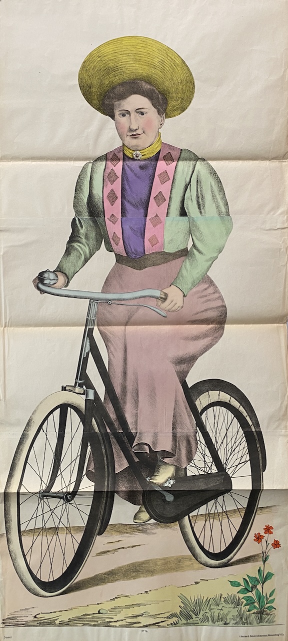 Wissembourg Woman Cyclist Original Vintage Poster