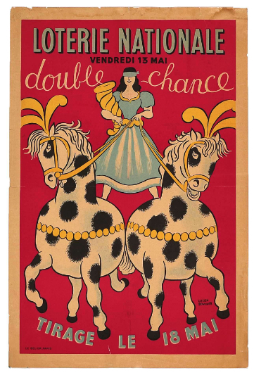Loterie Nationale Double Chance Original Vintage Poster