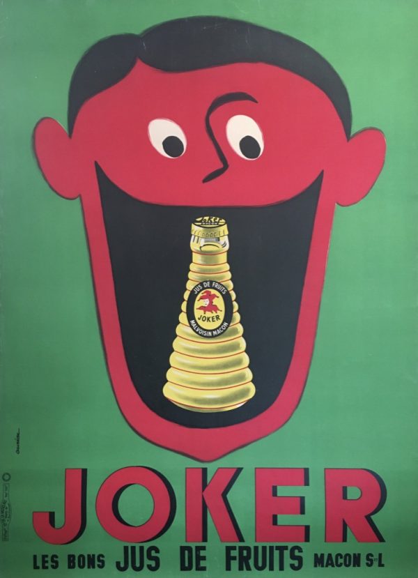 Joker Jus De Fruits by Auriac Original Vintage Poster.
