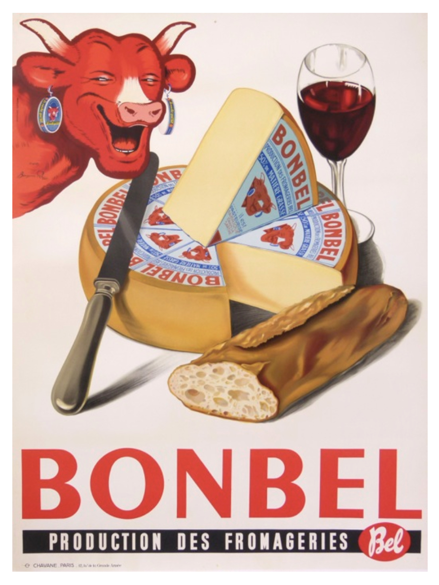 Bonbel Vache Qui Rit Fromageries Bel Original Vintage Poster