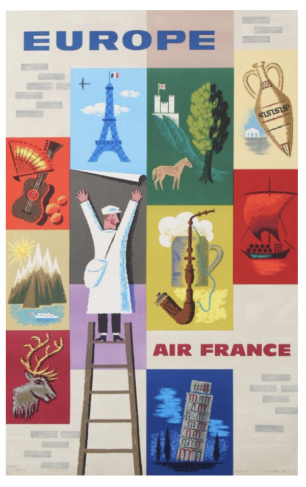 Europe for Air France Original Vintage Potser