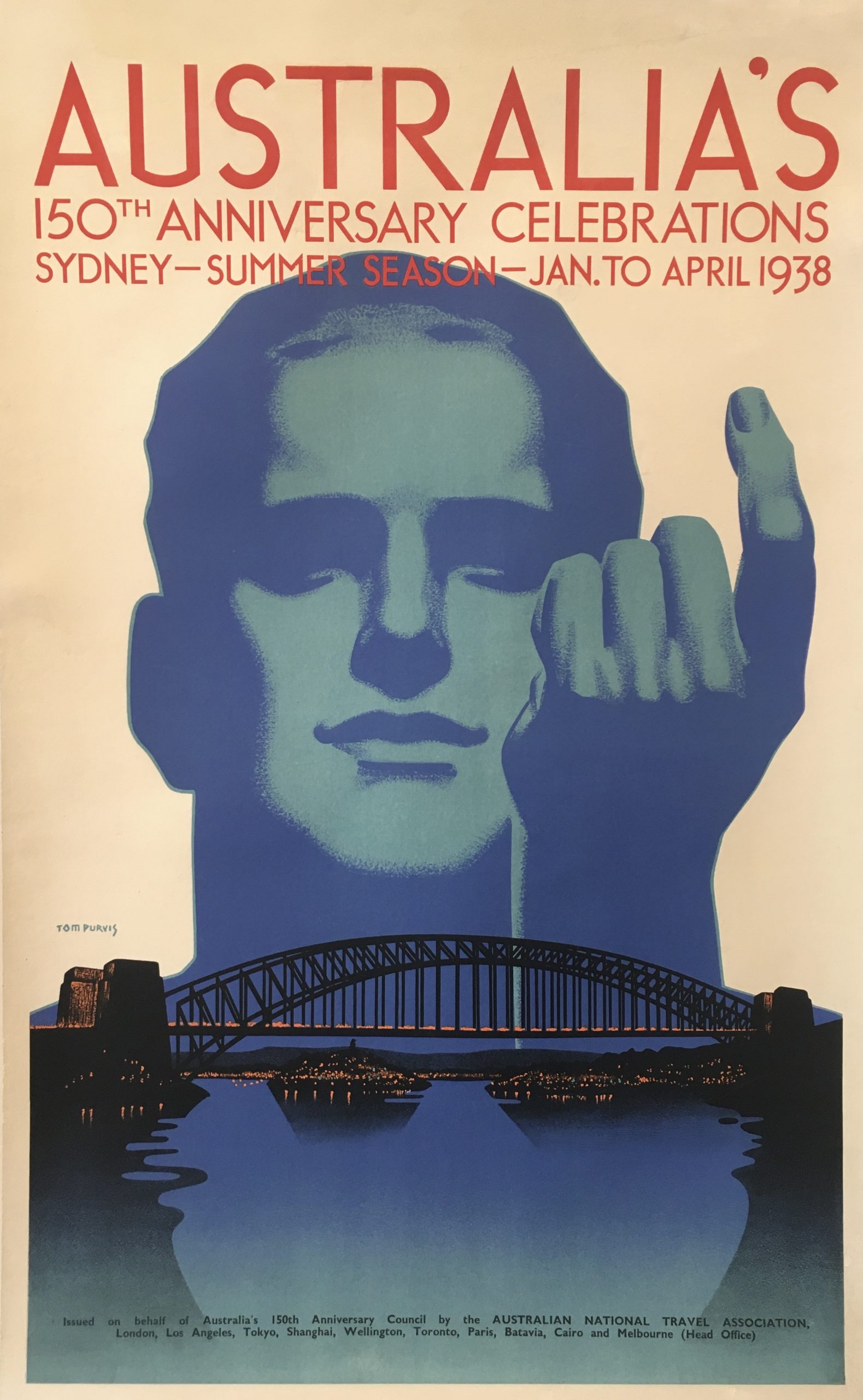 Australia's 150th Anniversary Celebrations 1938 Original Vintage Poster