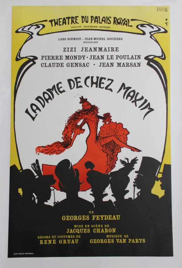 Théâtre du Palais Royal 1965 by Gruau Original Vintage Poster