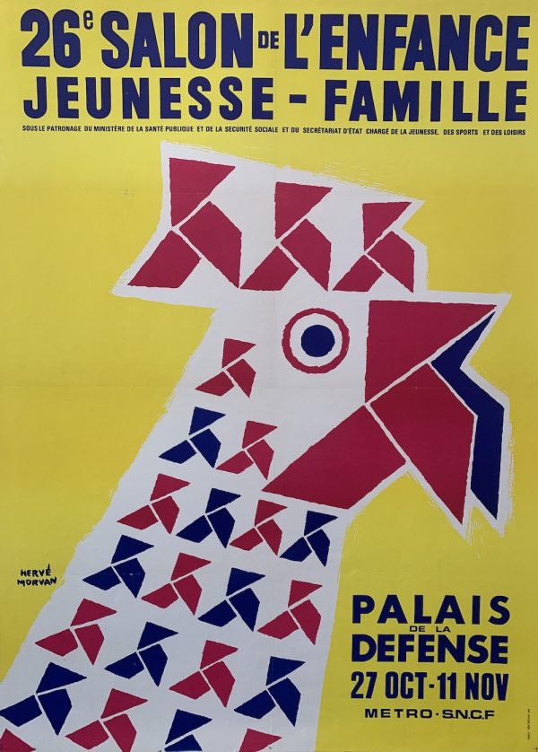 Salon De L'enfance Rooster Yellow Morvan Original Vintage Poster