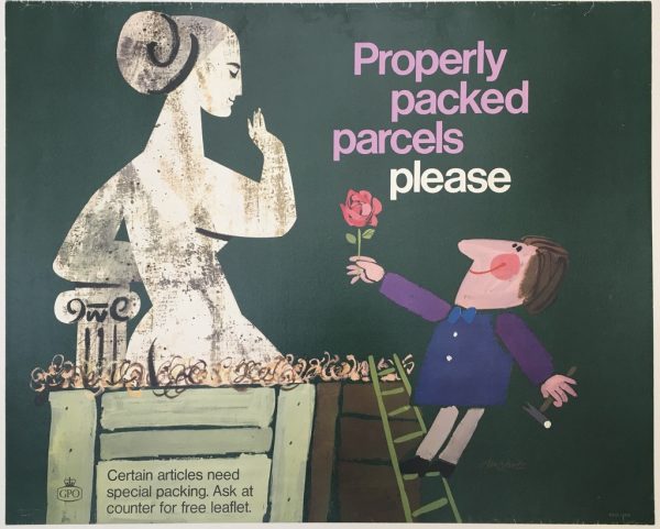 Properly Packed Parcels Please - GPO Statue Original Vintage Poster