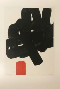 Beautiful original poster by Pierre Soulages, depicting the work lithographie No. 24B of 1969. Published by the Musée Soulages Rodez. In perfect condition.