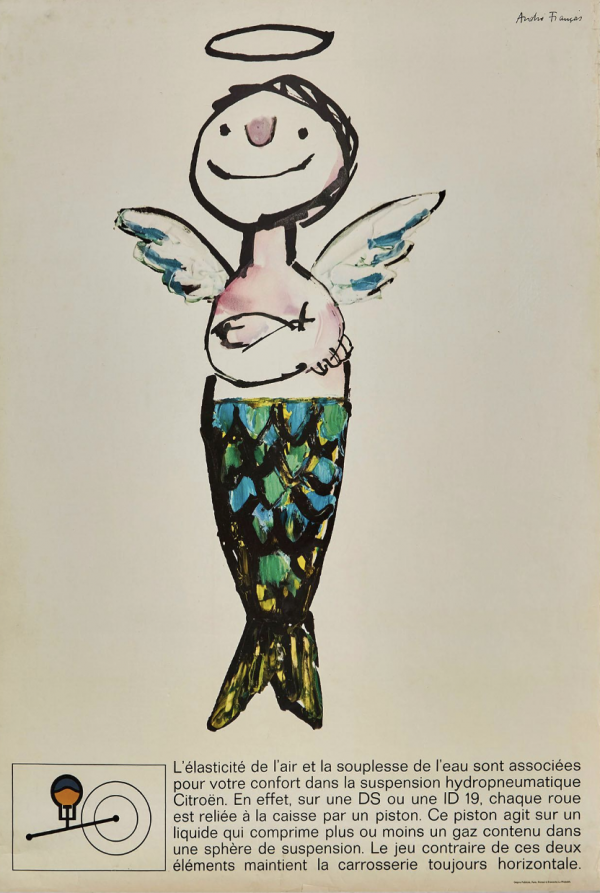Citroen DS Angel Mermaid Andre Francis Original Vintage Poster