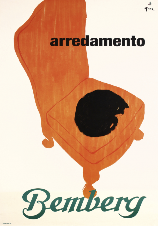 Bemberg Arredamento Rene Gruau Original Vintage Poster
