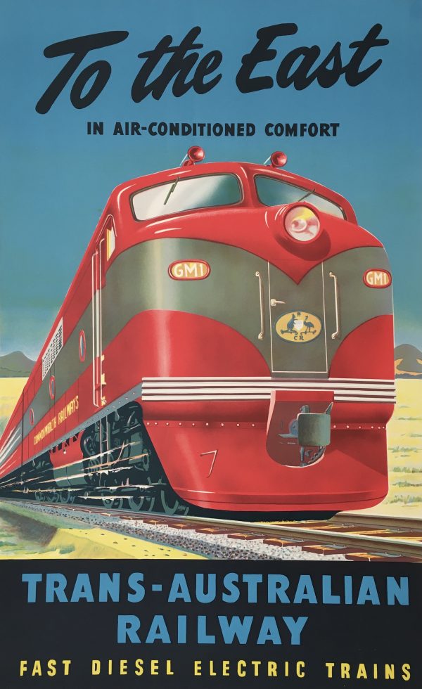 To The East Trans-Australian Railway Original Vintage Poster