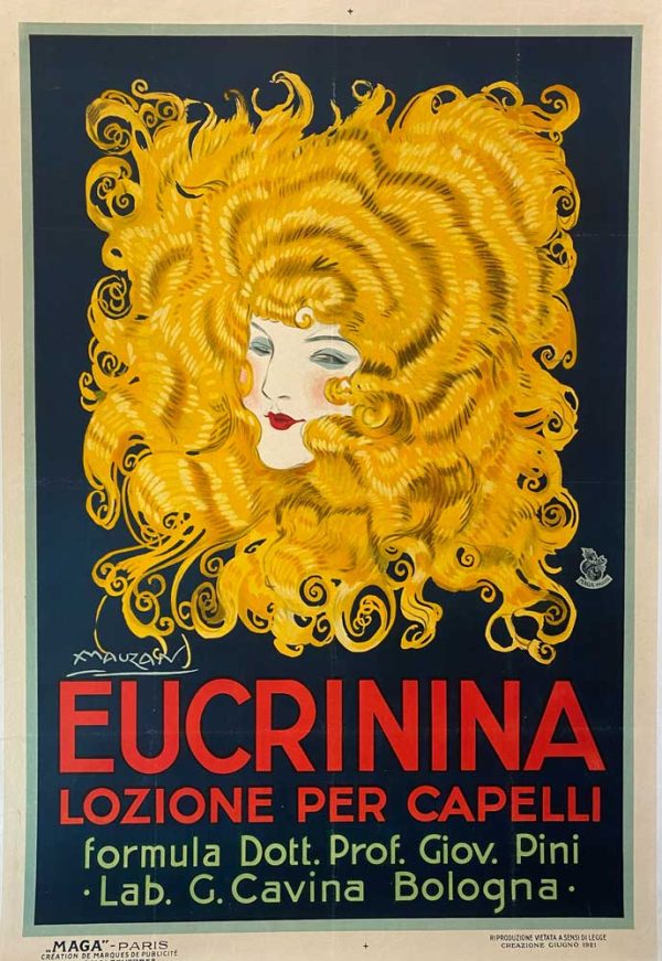 Eucrinina Lozione Per Capelli Original Vintage Poster