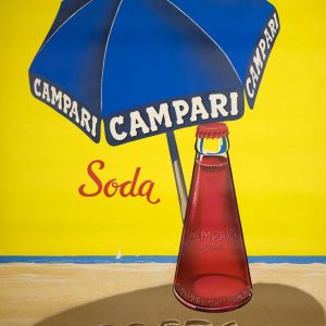 Campari Soda Beach Umbrella original vintage poster