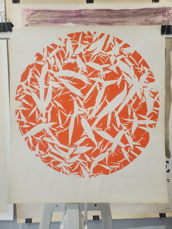 Simon Hantaî Orange Circle Original Vintage Poster