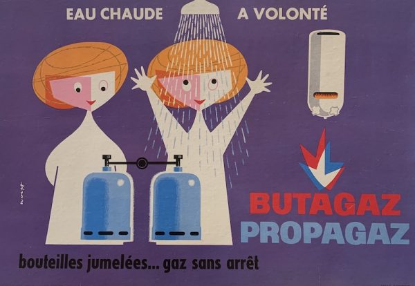 Butagaz Propagaz Bouteille jumelle Original Vintage Poster