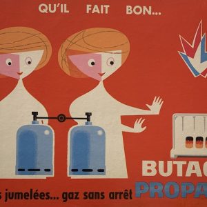 'Qu'il Fait Bon...' BUTAGAZ, Vintage Gas Heating Advertising Poster, Circa 1950