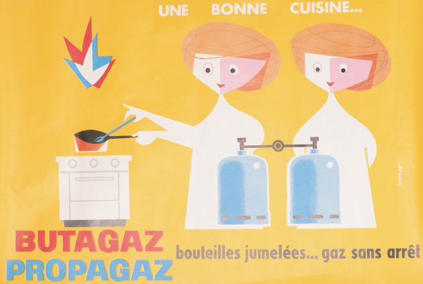 Butagaz Propagaz "Twin bottles" Original Vintage Poster