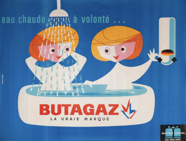 Butagaz eau chaude a volonte... Original Vintage Poster