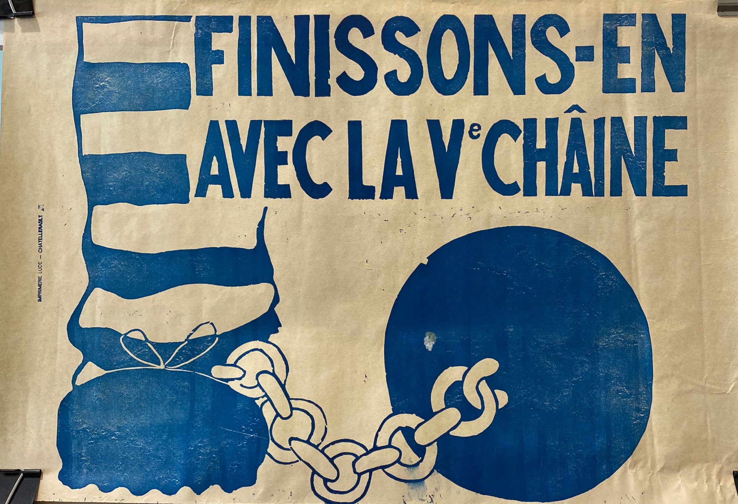 Finissons-en avec la Vè chaîne May 68 Original Vintage Poster