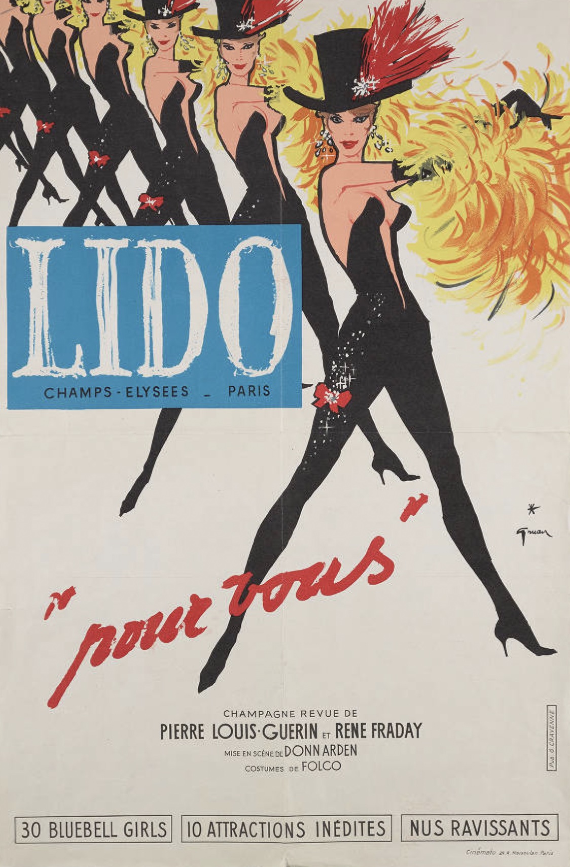 Lido "Pour vous" Original Vintage Poster