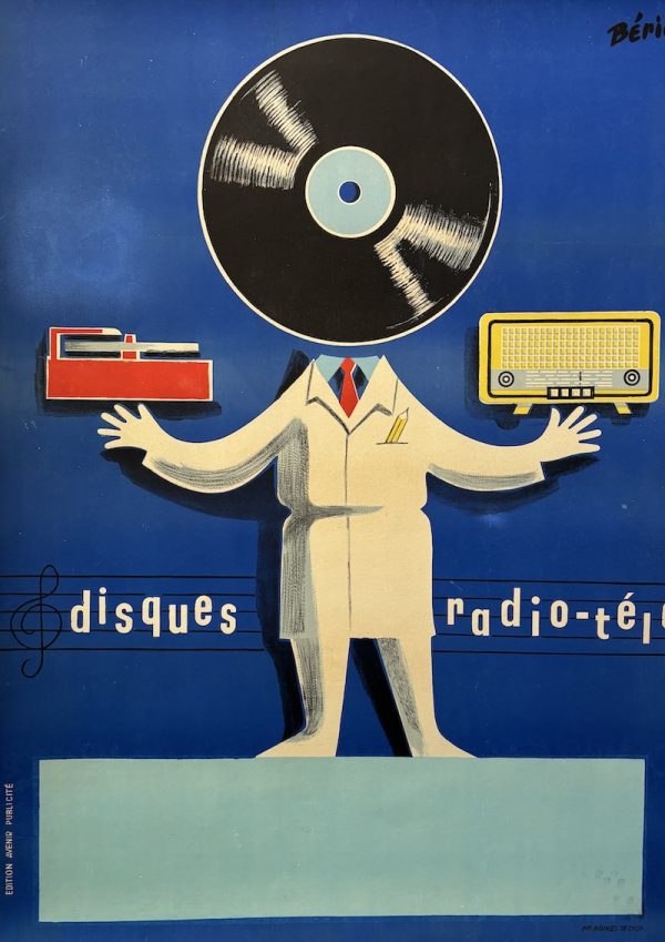 Risques radio tele original vintage poster