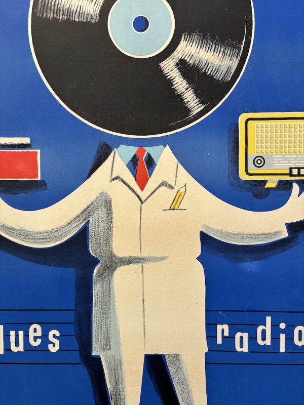 Risques radio tele original vintage poster