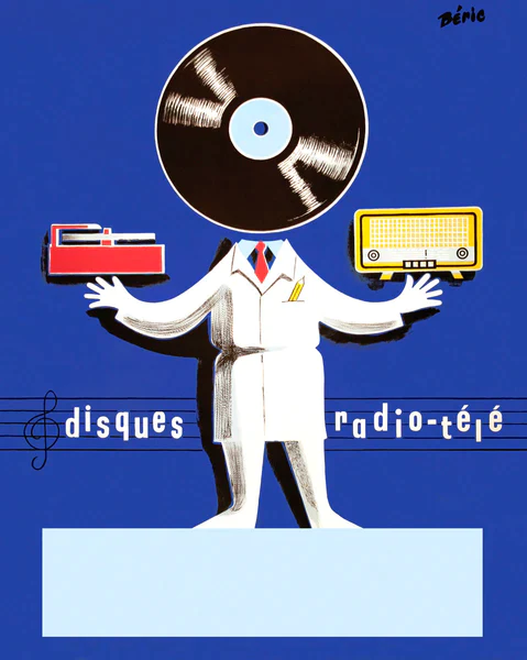 disques radio tele original vintage poster