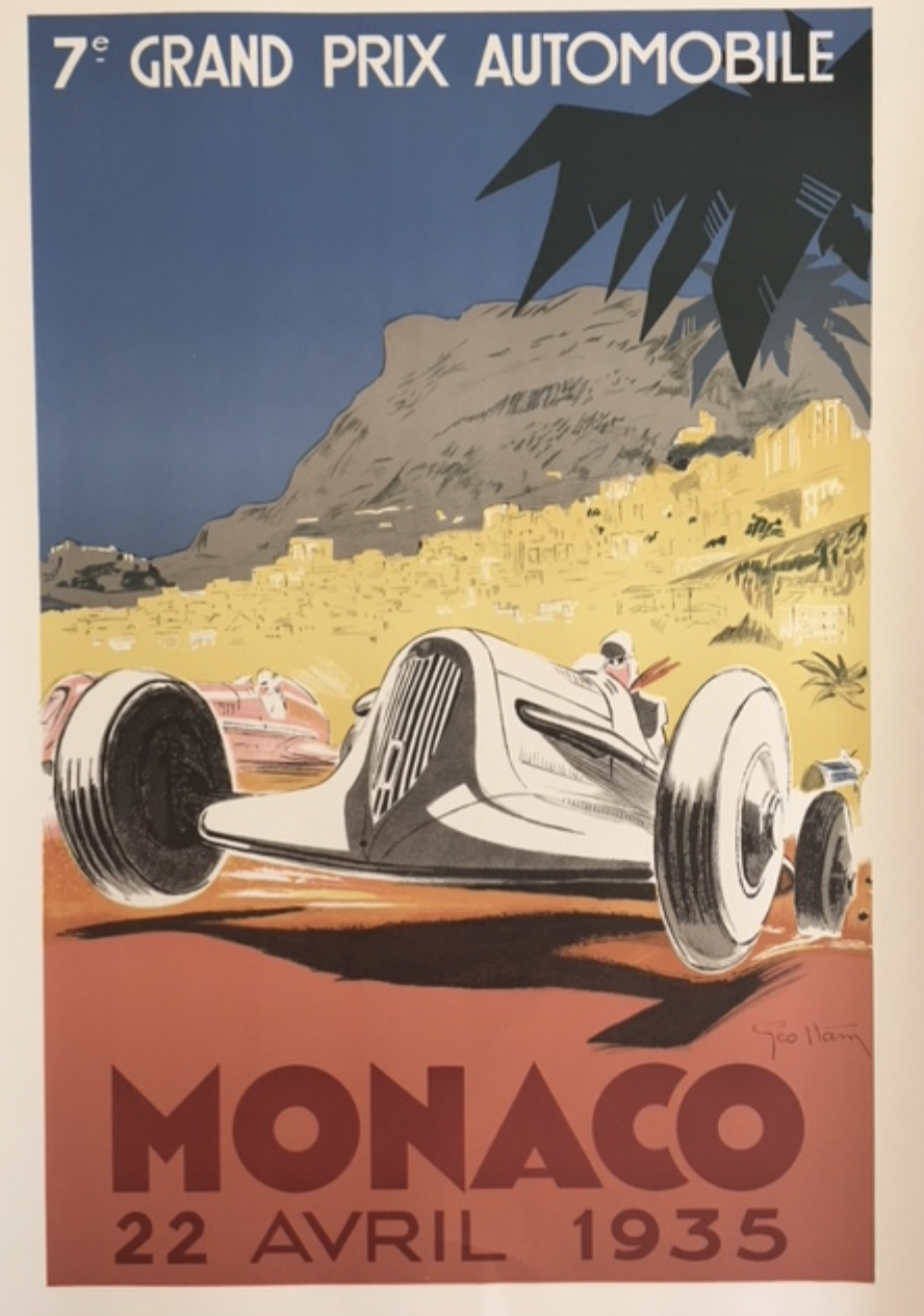 Vintage Poster Monaco Grand Prix Racing Geo Ham Formula1