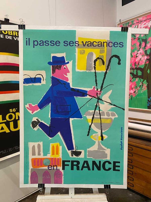 Il Passe Ses Vacancces En France Original Vintage Poster