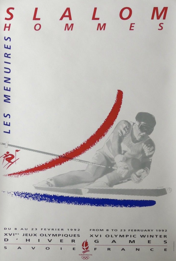 SLALOM HOMMES Winter Olympics Games Original Vintage Poster