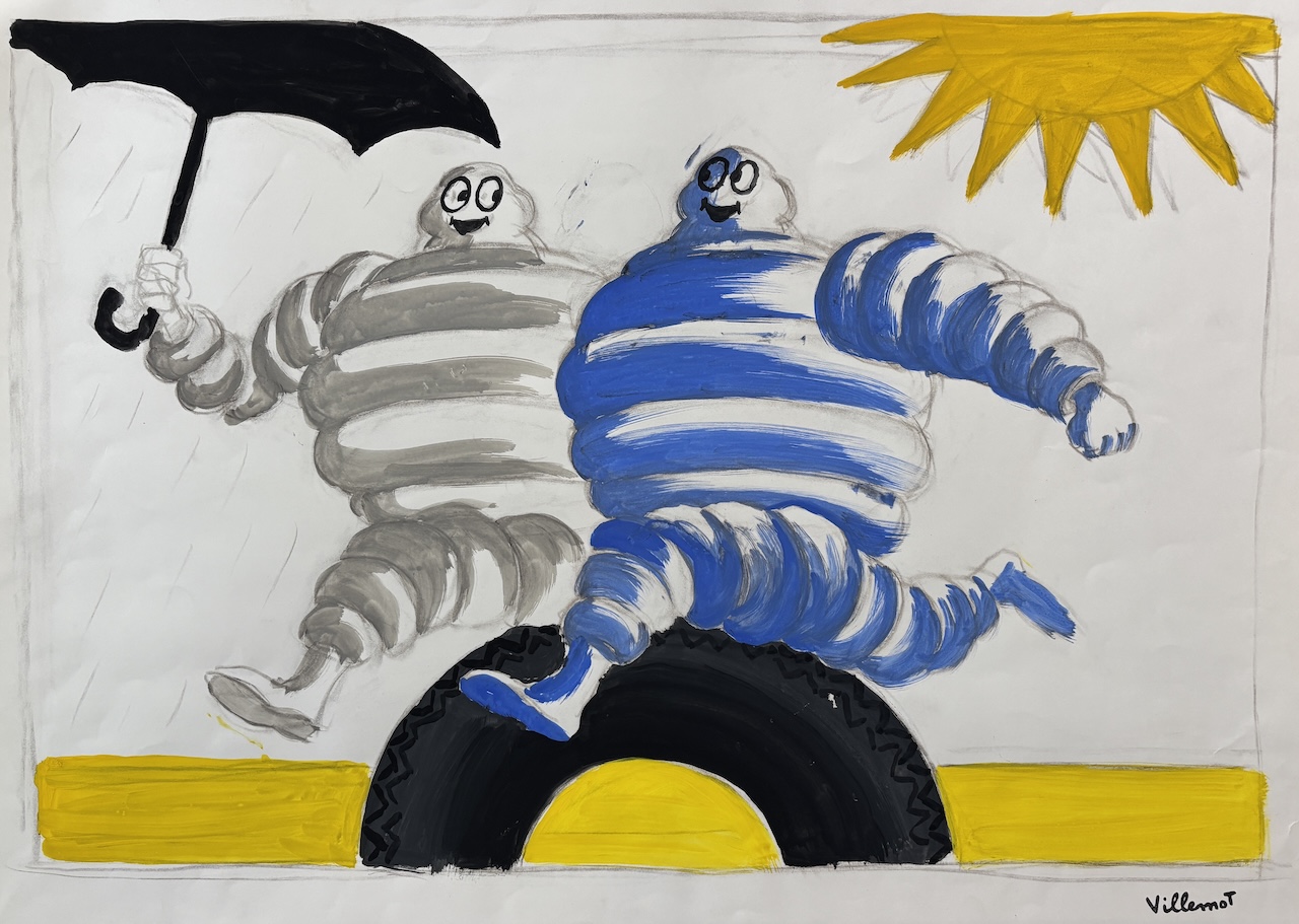 Michelin Men study by Villemot gouache Original Vintage Poster