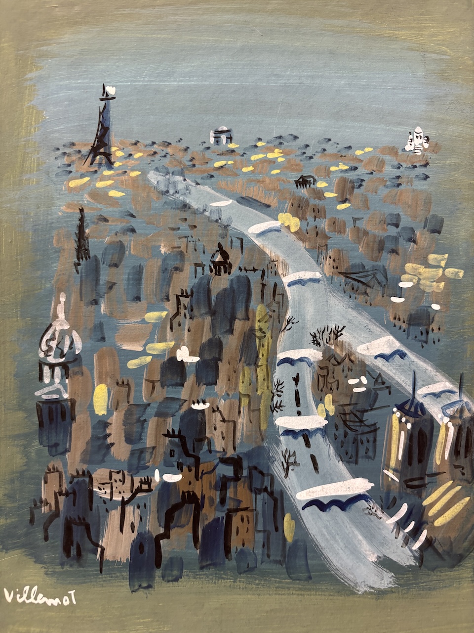 Original gouache study 'Paris' by Villemot