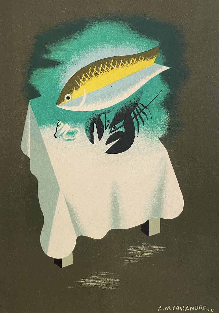 A.M. Cassandre 1934 Menu illustré Original Vintage Poster