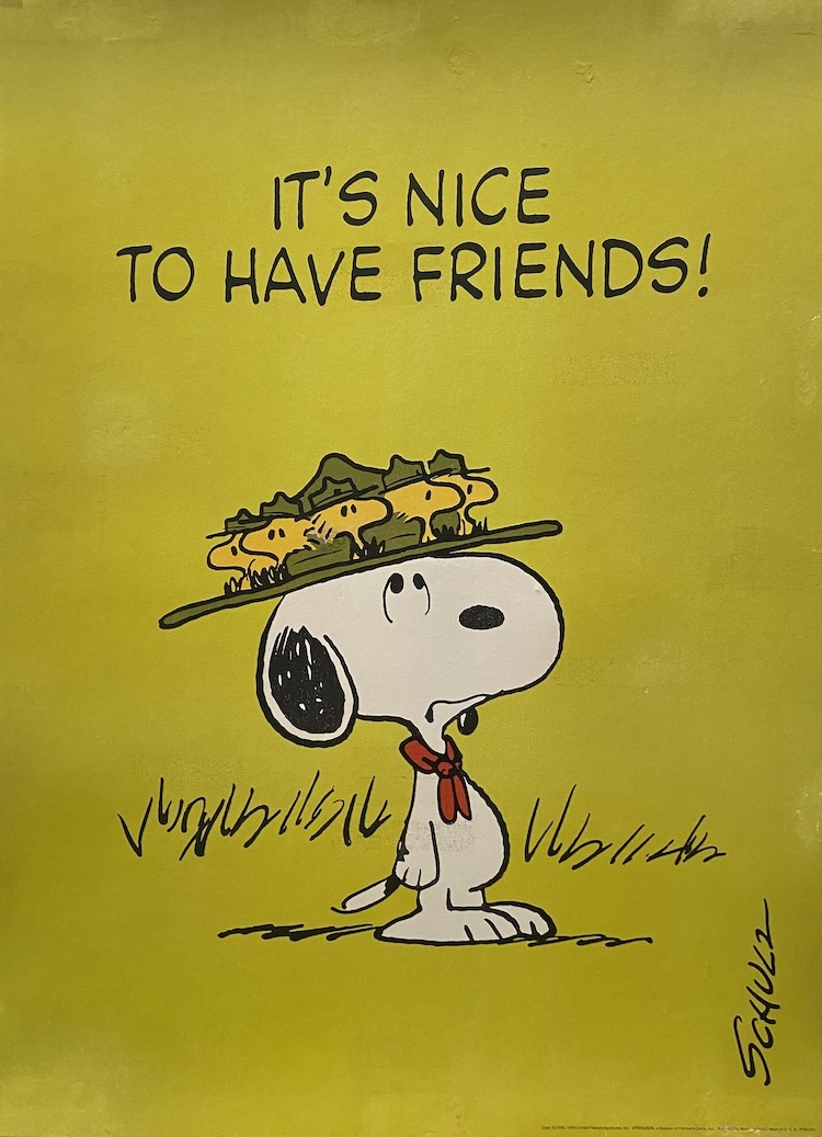 Snoopy It's Nice to Have Friends Original Vintage Poster
