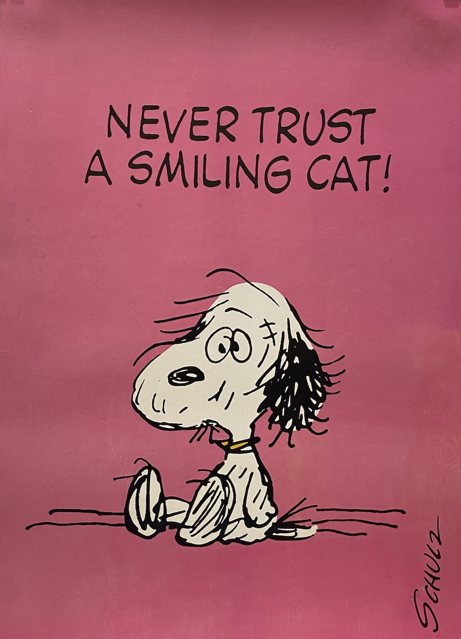 Snoopy Never Trust a Smiling Cat original vintage poster