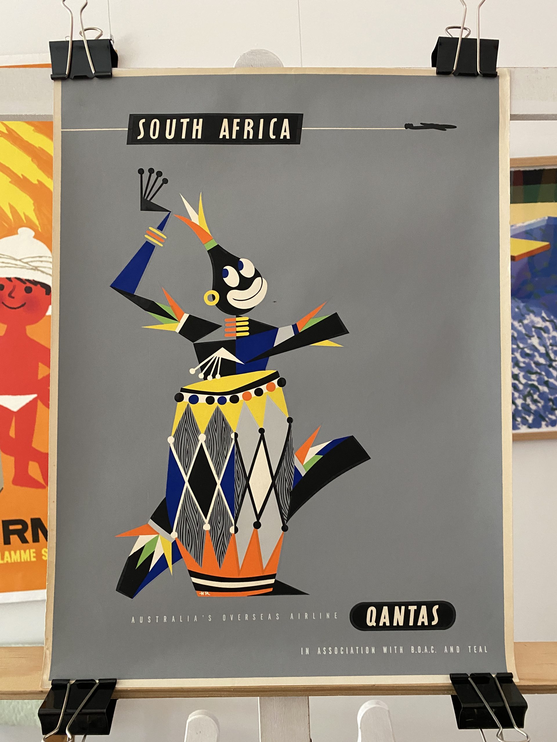 South Africa Qantas Original Vintage Poster
