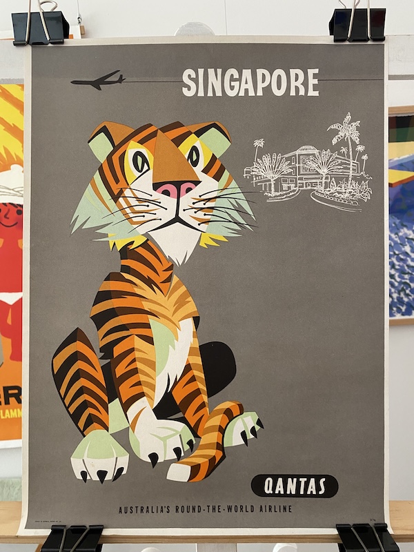 Singapore Qantas Original Vintage poster