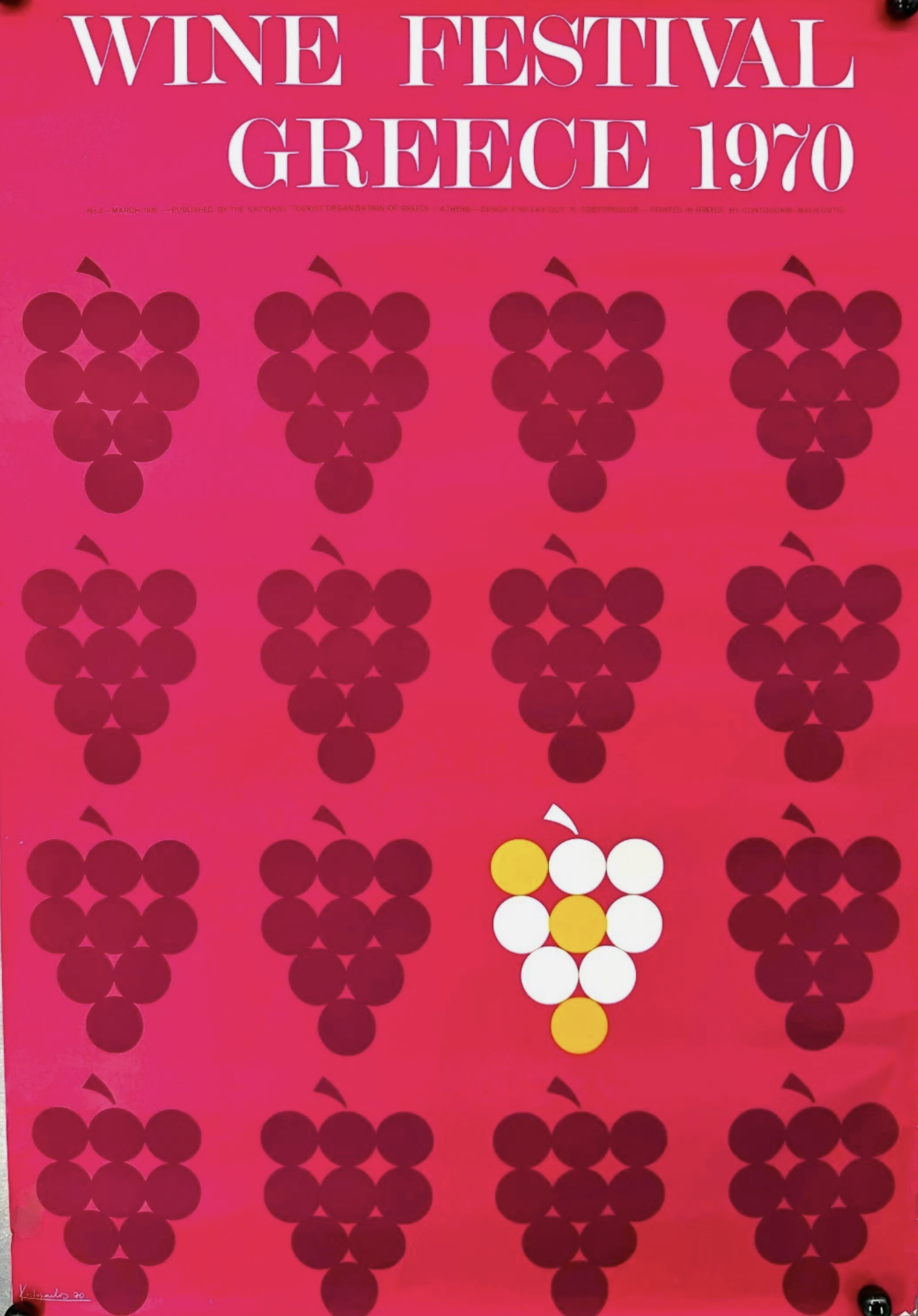 Wine Festival Greece 1970 Original Vintage Poster